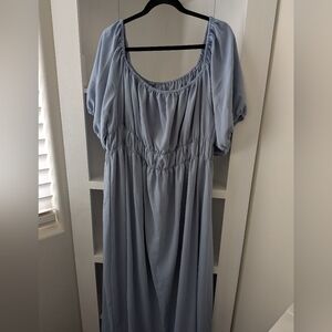 SHEIN Curve Soft Blue Puff Sleeve Dress